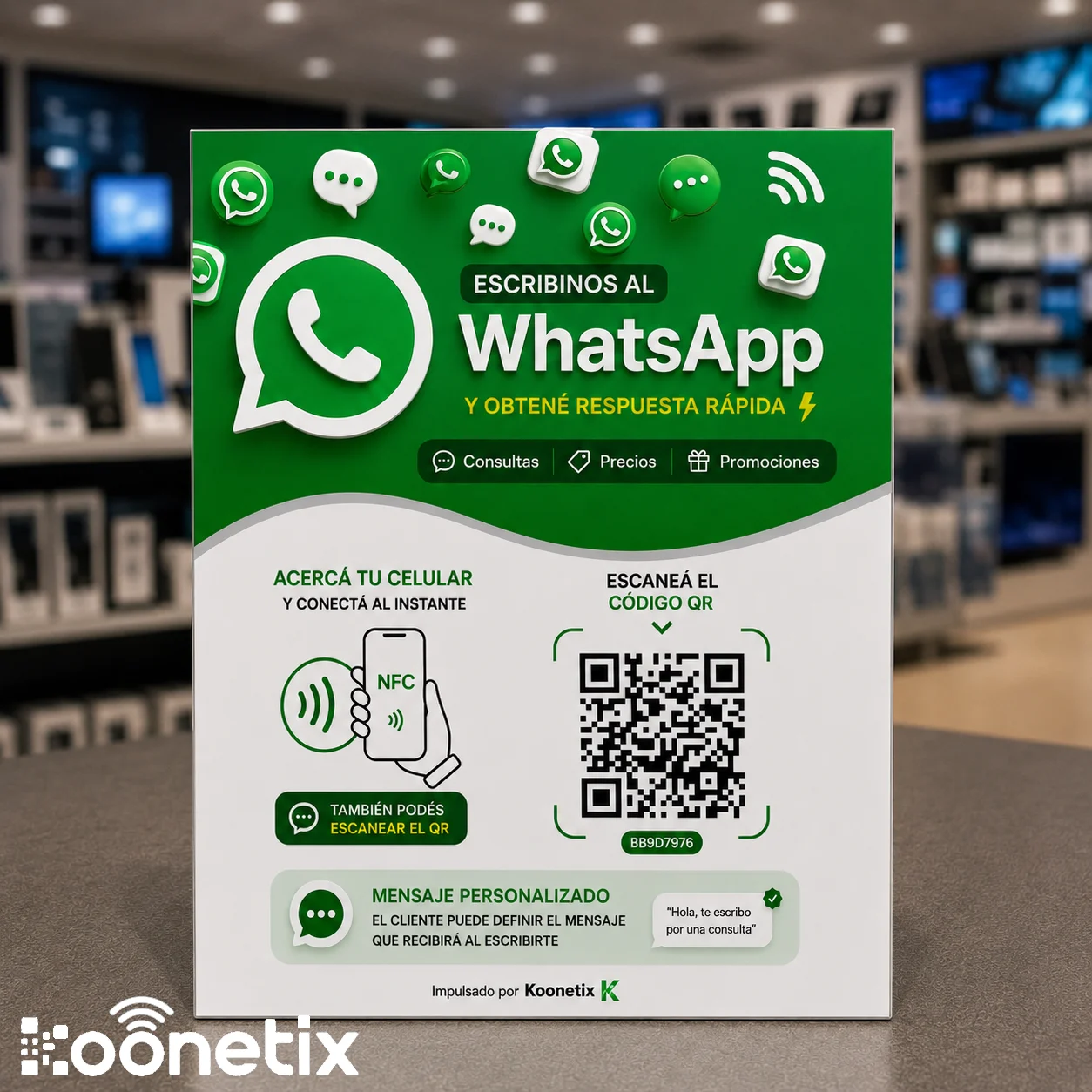 cartel qr + nfc whatsapp - recibe más mensajes 1 cartel qr + nfc whatsapp - recibe más mensajes